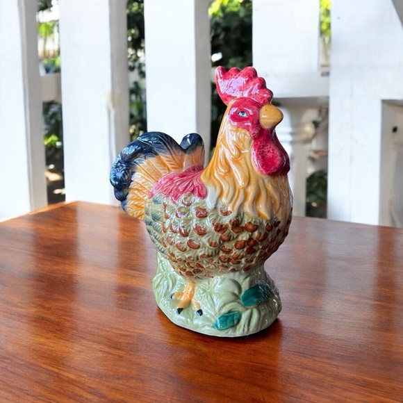 VTG Porcelain Rooster Measuring Spoon Holder WMG 08 Colorful Kitchen Decor Rare - Picture 1 of 6